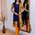 Blue jaquard  kanchi cotton maxi kurti dupatta set