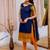 Blue jaquard  kanchi cotton maxi kurti dupatta set