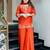 Designer orange embroidered crepe sharara suit set with nazmin dupatta for women