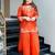 Designer orange embroidered crepe sharara suit set with nazmin dupatta for women