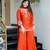 Designer orange embroidered crepe sharara suit set with nazmin dupatta for women