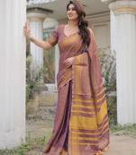 Mauve tissue linen saree with blouse