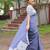 Dusty blue patch work cotton saree with blouse