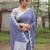 Dusty blue patch work cotton saree with blouse