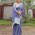 Dusty blue patch work cotton saree with blouse