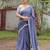 Dusty blue patch work cotton saree with blouse