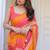 Multi color stripes mul cotton saree with blouse
