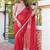 Red mul cotton saree with blouse