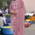 Pink chiffon semi stitched suit with embroidery & sequence work