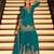 Teal chinon free size stitched suit with embroidery & beats work