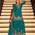 Teal chinon free size stitched suit with embroidery & beats work