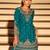 Teal chinon free size stitched suit with embroidery & beats work