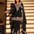 Black chinon free size stitched suit with embroidery & beats work