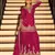 Magenta chinon semi stitched suit with embroidery & beats work