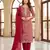 Maroon silk unstitched suit with printed & khatli work