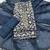 Navy silk unstitched suit with printed & khatli work