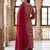 Maroon silk unstitched suit with printed & khatli work