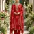 Orange silk unstitched suit with printed & khatli work