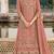 Peach Chiffon Semi Stitched Suit with Embroidery & Sequin Work