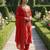 Orange silk unstitched suit with printed & khatli work