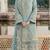 Blue chiffon semi stitched suit with embroidery & sequence work