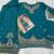 Teal chinon free size stitched suit with embroidery & beats work