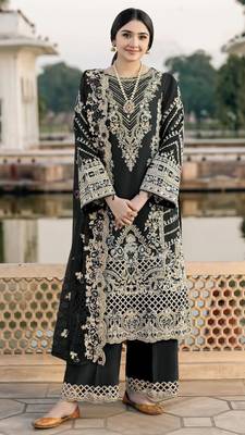Black chiffon suit with embroidered sequin  1