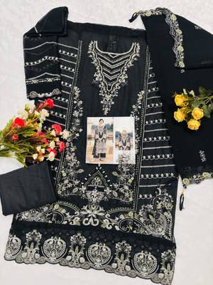 Black chiffon suit with embroidered sequin  2