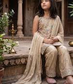 Trendy stylish kids wear heavy embroidery sequence work kurta set