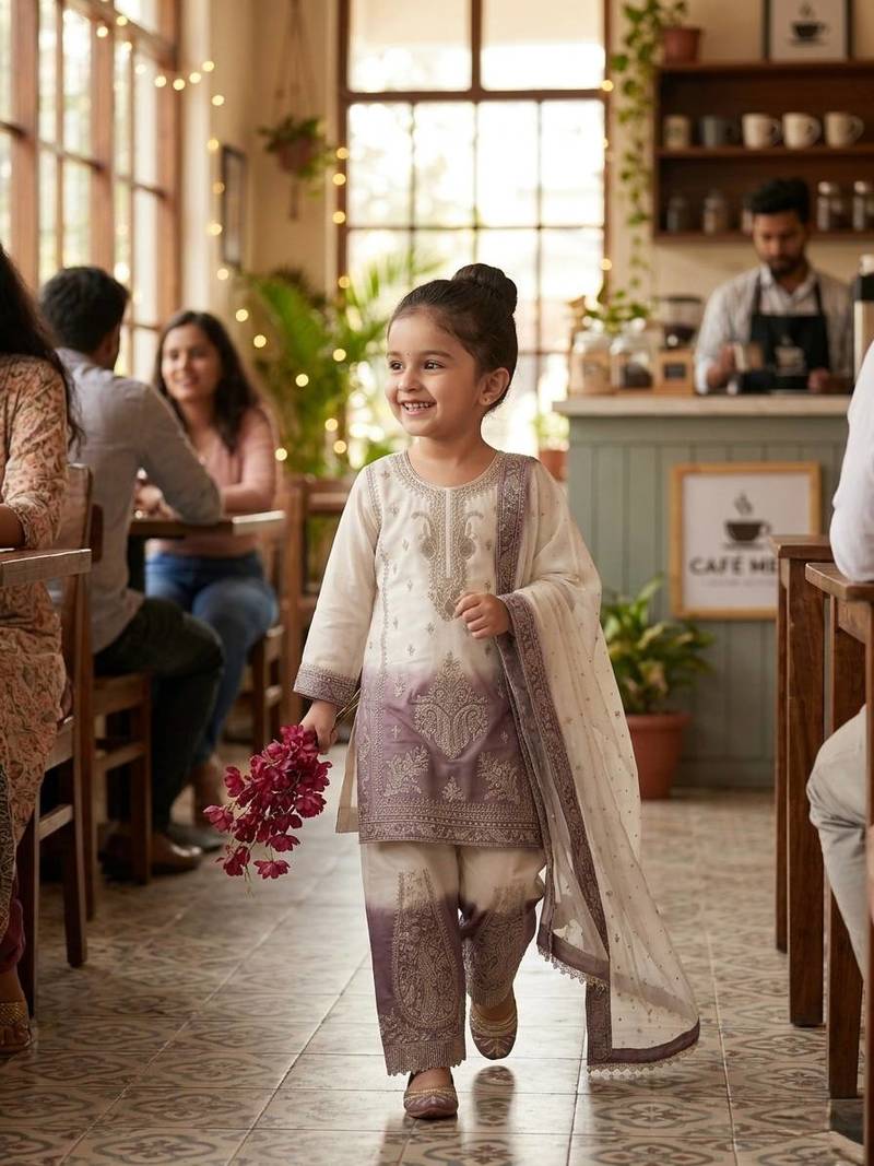New kids collection trendy stylish kids wear heavy embroidery sequence work kurta set