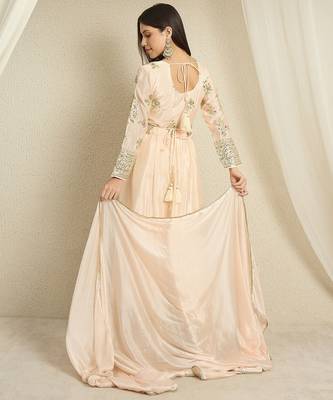 Peach embroidered chinon stitched anarkali kurta pant kurta pant set 2
