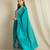 Teal embroidered chinon stitched anarkali kurta palazzo kurta palazzo set