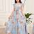 Sky blue floral print georgette tiered maxi dress