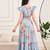 Sky blue floral print georgette tiered maxi dress