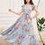 Sky blue floral print georgette tiered maxi dress
