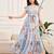 Sky blue floral print georgette tiered maxi dress