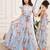 Sky blue floral print georgette tiered maxi dress