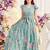 Sky green floral print georgette tiered maxi dress