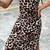 Brown animal print cotton bodycon midi dress