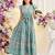 Sky green floral print georgette tiered maxi dress