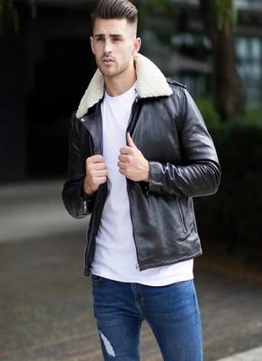 men's black lambskin leather jacket classic zip up style modern advanced 1