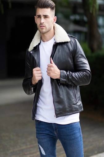 men's black lambskin leather jacket classic zip up style modern advanced