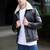 Stylish black genuine lambskin leather classic jacket feather coller & side zipper jacket