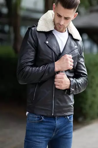 men's black lambskin leather jacket classic zip up style modern advanced