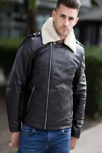 men's black lambskin leather jacket classic zip up style modern advanced