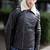 Stylish black genuine lambskin leather classic jacket feather coller & side zipper jacket