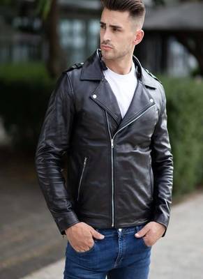 men's black lambskin leather jacket classic zip up style modern advanced 4
