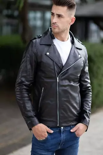 men's black lambskin leather jacket classic zip up style modern advanced