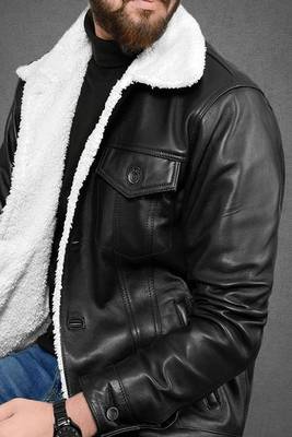 men's black lambskin leather jacket classic zip up style modern featured 4