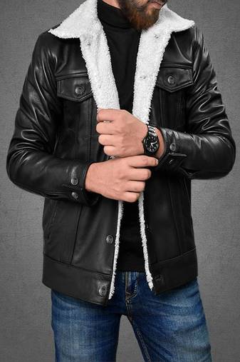 men's black lambskin leather jacket classic zip up style modern featured